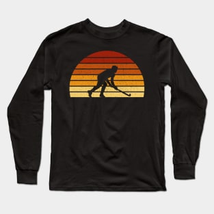 Vintage Sunset Hockey Gift For Hockey Players Long Sleeve T-Shirt